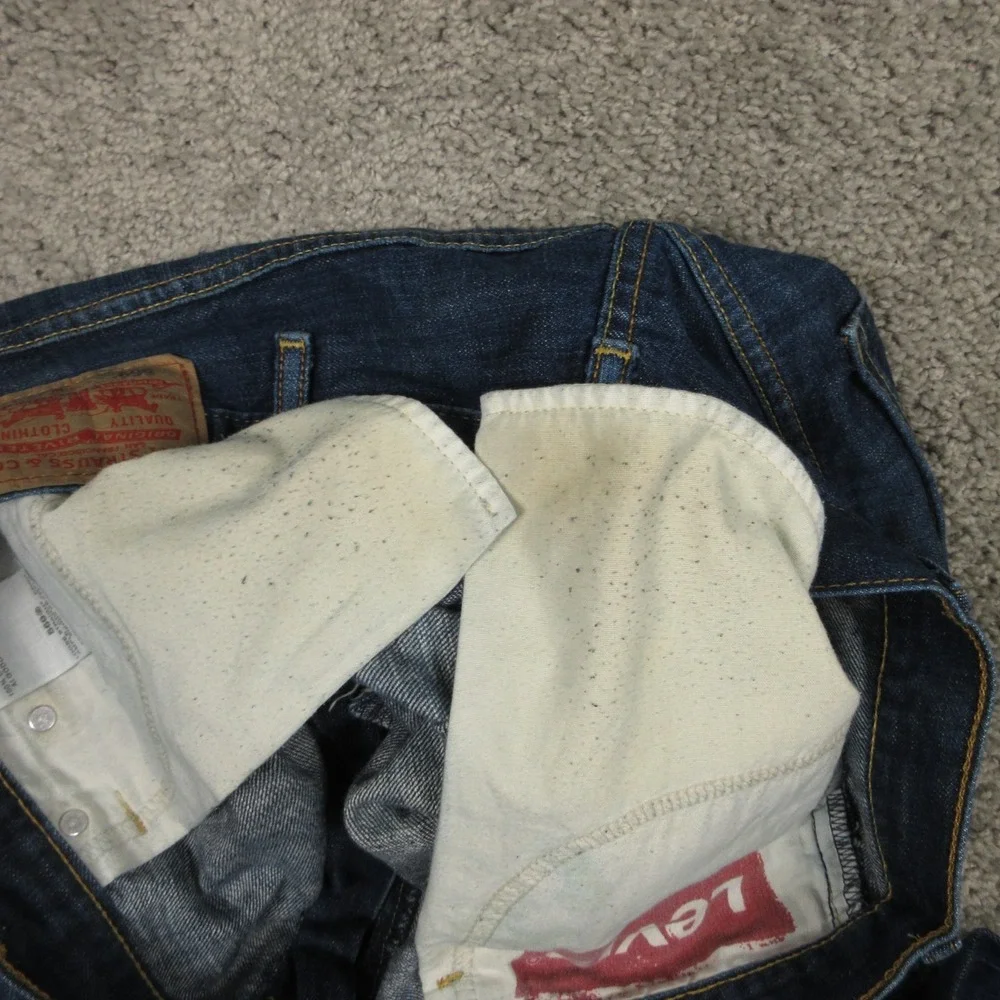 Levis Jeans Mens 38x32 Blue 569 Loose Straight Baggy Faded Stone Wash Denim Pant